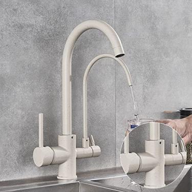 Imagem de Torneira Purificada Kithcen Ouro/Preto/Cromo Torneira Filtro de Água Torneira 2/3 Vias Torneira Quente Frio Misturador Pia Guindaste Cozinha, Bege com pontos C, China