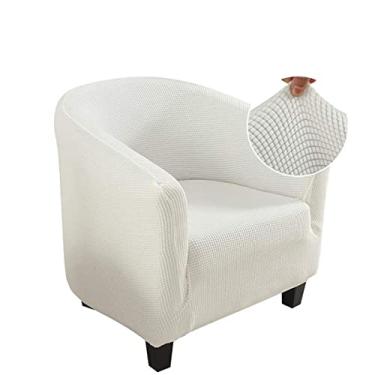 Imagem de Capa de cadeira de clube capas de cadeira de banheira para poltronas, capa de poltrona de alta elasticidade, protetor de móveis para sala de estar, capas traseiras removíveis (1 peça branca)