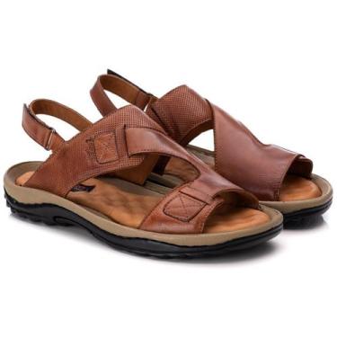 Imagem de Chinelo Anti Stress Comfort Masculino Em Couro 806 Caramelo - Diniz&Fe