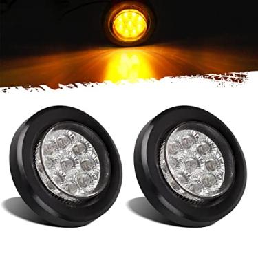 Imagem de Partsam 2 luzes LED de liberação de marcador de luz de LED com ilhós de montagem de 9 LEDs refletor transparente/âmbar, 2 luzes de reboque LED redondas, 2 luzes de marcador de LED redondas, 2 luzes de folga redondas, luzes LED âmbar