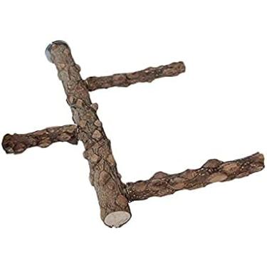 Imagem de zhetian Gaiola de pássaro de madeira natural, gaiola de pássaro, suporte de papagaio, acessórios de gaiola de pássaros, suporte de pássaro do amor (A)