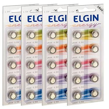 Imagem de 40 Pilhas Baterias LR44 A76 Ag13 Alcalina Elgin 4 Cartelas C/ 10 Unidades