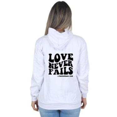 Imagem de Moletom Feminino Blusa de Frio Canguru Love Never Fails-Feminino