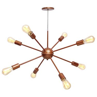 Imagem de Lustre Pendente sputnik átomo cobre p/ 8 lâmpada alumínio braço haste metal sala quarto interior iluminação