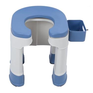 Imagem de Assento Sanitário para Idosos, Cadeira de Chuveiro para Mulheres Grávidas, Cadeira de Banho Estável e Dobrável Com Caixa de Tecido (Azul)