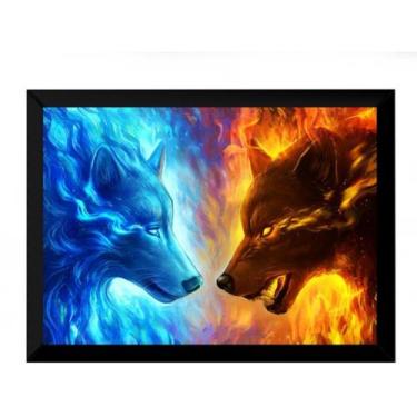 Imagem de Quadro Arte Decoração Lobos Gelo E Fogo Yn Yang 42x29cm - Fanarte