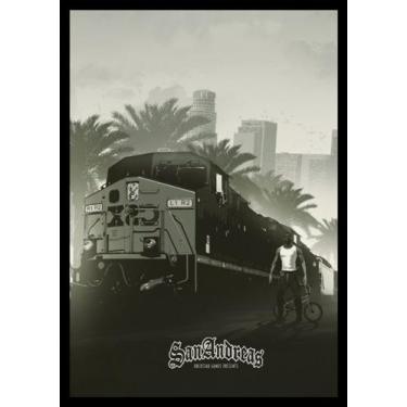 Imagem de Quadro Gta San Andreas Game Arte Moldura 42x29cm - Fanarte