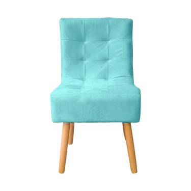 Imagem de Cadeira Poltrona Sala de Jantar Penteadeira Reforçada Decorativa Liz Suede Azul Tifany