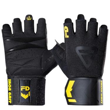Imagem de IRONGRIT Luvas de levantamento de peso para homens e mulheres, com almofadas acolchoadas e aderência de silicone, luvas de treino com suporte de pulso para supino, levantamento de peso, treinamento