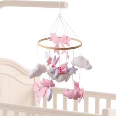 Imagem de Móbile Para Berço De Bebé - Móbile de Berçário com Coelho e Laço,Brinquedo Sensorial Calmante Giratório E Estético Para Bebés E Crianças Pequenas Para Berço E Sala De Estar