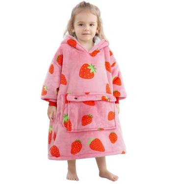 Imagem de Cobertor vestível Narecte Kids Hoodie Blanket Strawberry