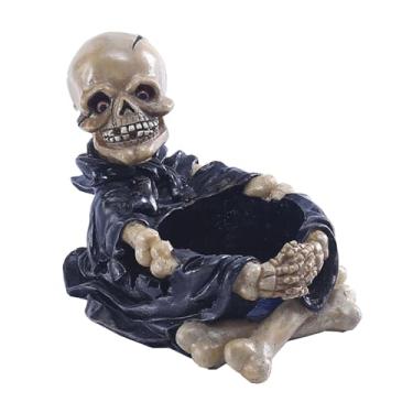 Imagem de Suporte de vela de luz de chá de caveira - decoração de mesa bacana de mesa, placa de vela decorativa de resina, decorações internas engraçadas de Halloween para casa, estúdio, restaurantes