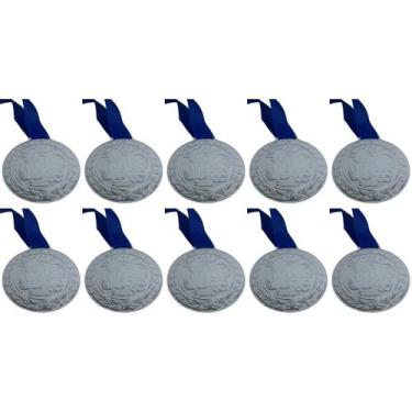 Imagem de Kit C/10 Medalhas de Ouro Prata ou Bronze Honra ao Merito C/Fita Azul 