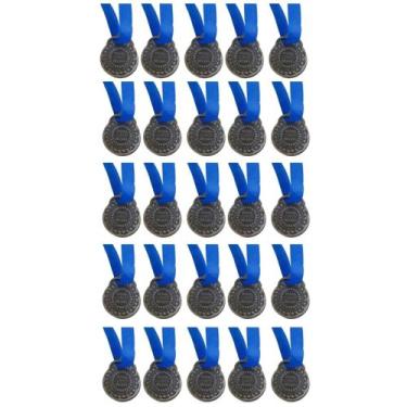 Imagem de Kit C/25 Medalhas de Ouro Prata ou Bronze Honra ao Mérito C/Fita Azul 