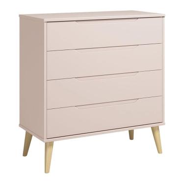 Imagem de Cômoda Gaveteiro Retrô Elfe Rosa Acetinado Natural - Reller