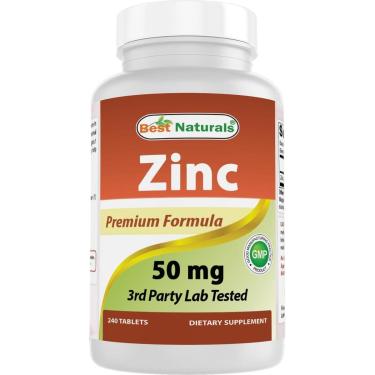 Imagem de Suplemento de zinco Best Naturals Gluconato de zinco 50 mg 240 comprimidos-Unissex