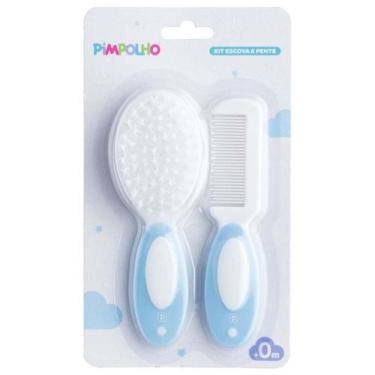 Imagem de Kit Escova E Pente De Cabelo Para Bebê Unissex Pimpolho, AZUL