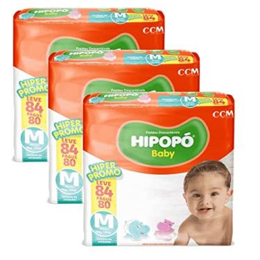 Imagem de Kit 3 Pacotes Fralda Descartável Infantil Hipopó Baby Hiper M
