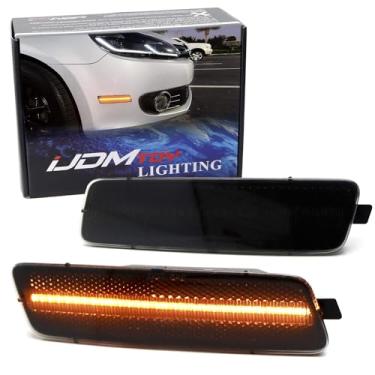 Imagem de iJDMTOY Kit de luz de marcador lateral de para-choque LED âmbar âmbar fumê compatível com Volkswagen: 2010-2014 MK6 Golf Hatchback, Jetta Sportwagen, alimentado por LED 40-SMD, substitui lâmpadas