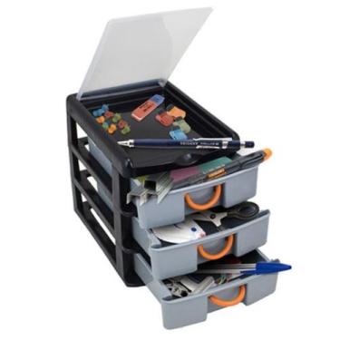 Imagem de Organizador com 3 Gavetas Gaveteiro Multiuso Ferramentas Parafusos Cos