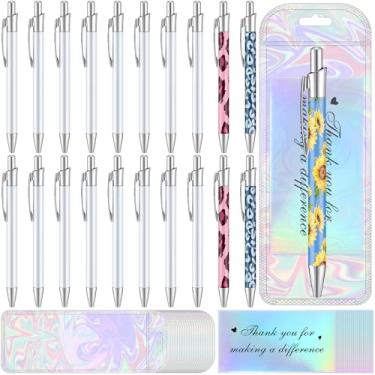 Imagem de Yexiya Kit de 60 canetas de sublimação em branco com bolsa resselável e cartão de agradecimento holográfico, sublimação, material escolar, artigos de papelaria