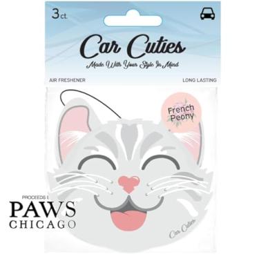 Imagem de Car Cuties FRESHENER DE AR DE CARRO GATO Fofo - Design de gato fofo, perfume de longa duração, parte dos lucros beneficia PAWS Chicago (peônia francesa)