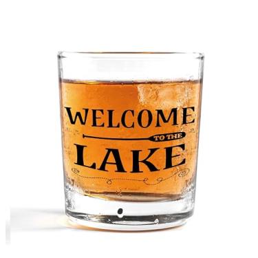 Imagem de Nogrit Copos de uísque Welcome to the Lake 283 g, presentes de decoração de casa do lago, copos engraçados à moda antiga para mulheres e homens bebendo coquetel vodca escocesa tequila rum