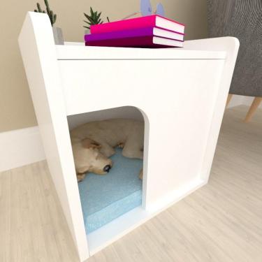 Imagem de Mesa De Cabeceira Cama Pet Cães 45x45x40 Branco