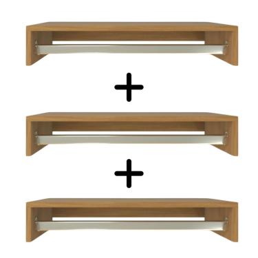 Imagem de Kit 3 Cabideiros De Parede Suspenso 60x25x11,5 Amadeirado