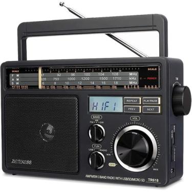 Imagem de Rádio FM AM portátil Retekess TR618 com SD, Micro SD e USB