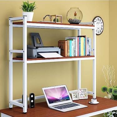 Imagem de Estante de mesa de mesa para mesa de computador - prateleira organizadora de mesa de 2 camadas, estante de bancada ajustável, prateleira organizadora de mesa multifuncional, rack de armazenamento