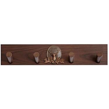 Imagem de Cabide de parede de madeira maciça, gancho de parede de simplicidade de estilo nórdico, prateleira de armazenamento doméstico criativa, decoração de parede de entrada com personalidade, rolamento de