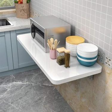 Imagem de Mesa dobrável montada na parede, mesa dobrável portátil de pequeno espaço, mesa de computador, mesa de parede de folha suspensa para jantar, mesa de estudo, para garagem/cozinha/lavanderia