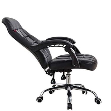 Imagem de Mesa de escritório para jogos de couro, encosto alto ergonômico ajustável, encosto de cabeça para computador executivo giratório e suporte lombar