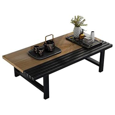 Imagem de Mesa de chão vintage, mesa de café de madeira mesa de chá mesa baixa para sentar no chão, mesa de jantar Kotatsu mesa de jantar mesa de tatame mesa de chão altar (tamanho: 80 x 59,9 x 30 cm) ()