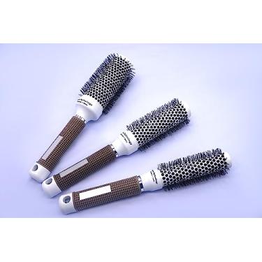 Imagem de Kit 3 Escova Profissional Metal Vazada Térmica Para Escovação de Cabelo