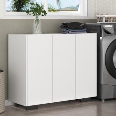 Imagem de Armário Lavanderia Com 3 Portas 90 Cm Mp5034 Branco/Preto - MULTIMOVEI
