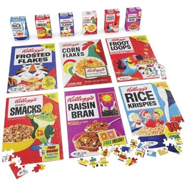 Imagem de Spin Master Games, Kellogg's Quebra-cabeças divertidos de 100 peças, Froot Loops, Rice Krispies, farelo de passas, flocos de milho, flocos foscos e cheiros de mel, pacote com 6