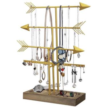 Imagem de Organizador de joias Urban Deco, suporte dourado de 4 camadas, 37x22x1