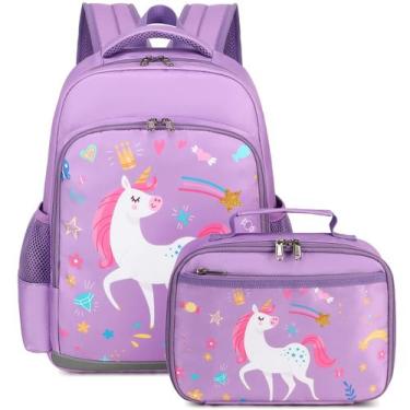 Imagem de Conjunto escolar infantil de mochila Octsky Candy Unicorn Purple