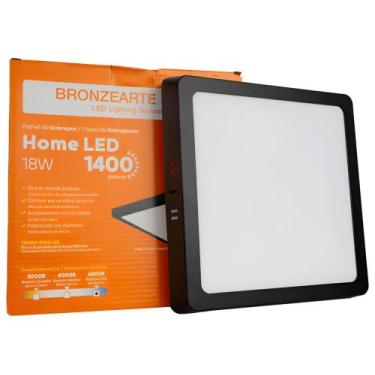 Imagem de Painel de Sobrepor Home LED Quadrado Preto 18W 6500K IP40 Bivolt 22X22
