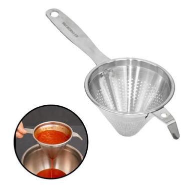 Imagem de Peneira Cônica Chinoy Coador De Óleo 12Cm Inox com Descanso FRG0361 Fr