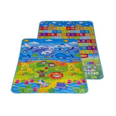 Imagem de Tapete Infantil Dupla Face Abcd Leão Ibimboo
