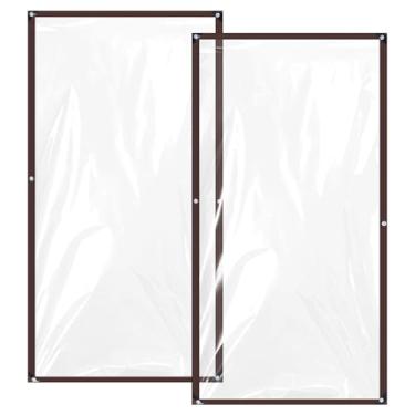 Imagem de NICENEEDED 2 peças de capa de lona transparente, 200 x 100 cm, lona de PE transparente resistente, lona de chuva com ilhós para capas de pátio, telas de varanda e estufas galinheiro
