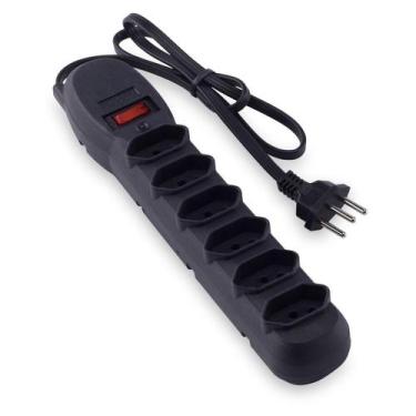 Imagem de Filtro de Linha Slim 6 Tomadas Forceline 80cm Bivolt Preto - FORCE LIN