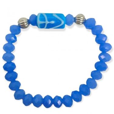 Imagem de Pulseira Oxossi Firma Azul Cristal e Silicone