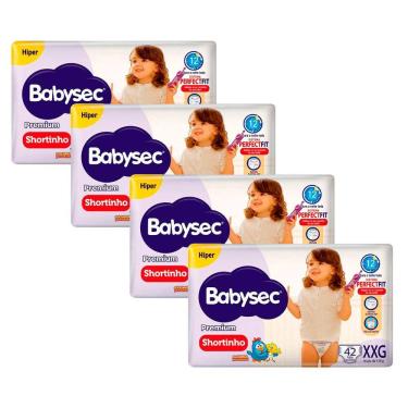 Imagem de Kit 4 Fralda Shortinho Babysec Premium Tamanho XXG com 42 Fraldas Descartáveis