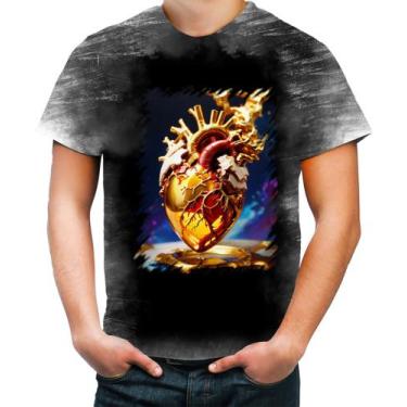 Imagem de Camiseta Desgaste Coração De Ouro Líquido Gold Heart 2 - Kasubeck Stor