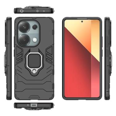 Imagem de Kukoufey Capa compatível com Xiaomi Poco M6 Pro 4G, suporte magnético para carro, compatível com Xiaomi Redmi Note 13 Pro 4G 23117RA68G, capa preta