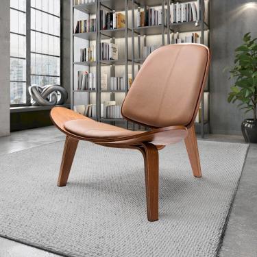 Imagem de oltrona de Compensado Naval, Prensado, Multilaminado, Lamina Freijó e Estofada Haji Espresso Móveis Imbuia/Caramelo